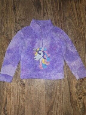 Seven Apparel Plush Purple Unicorn Half-Zip Pullover Size: 5/6